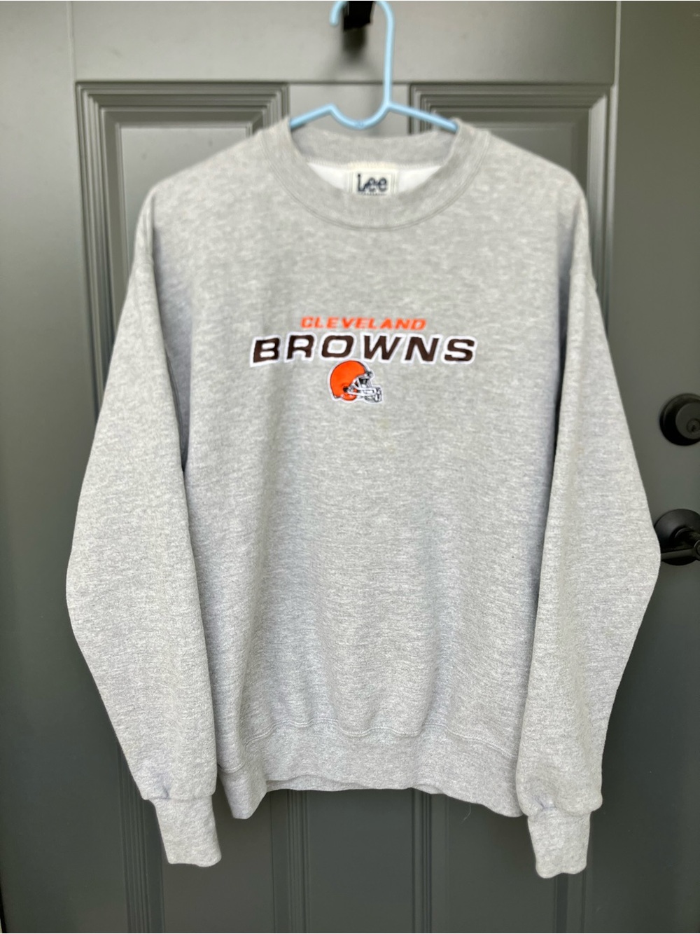 Vintage Cleveland Browns Sweatshirt Adult MED Gray Lee Sport NFL 90s Embroidered